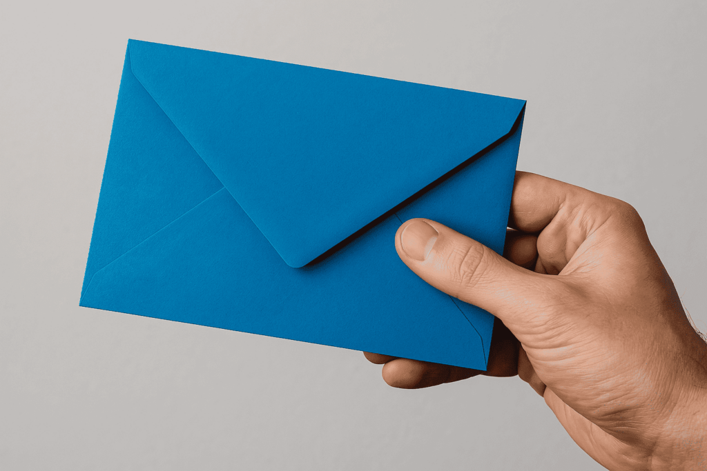 sobre azul (1) mano sosteniendo sobre azul de despido por necesidades de la empresa
